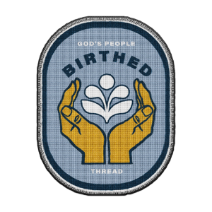 gods-people-birthed-patch-2 Patch titled God's people birthed with two hands and a sprout between